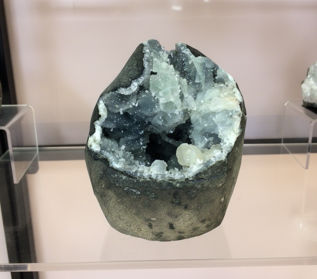 Botryoidal Grey Chalcedony w/ Apophyllite/ Stilbite Geode #398848