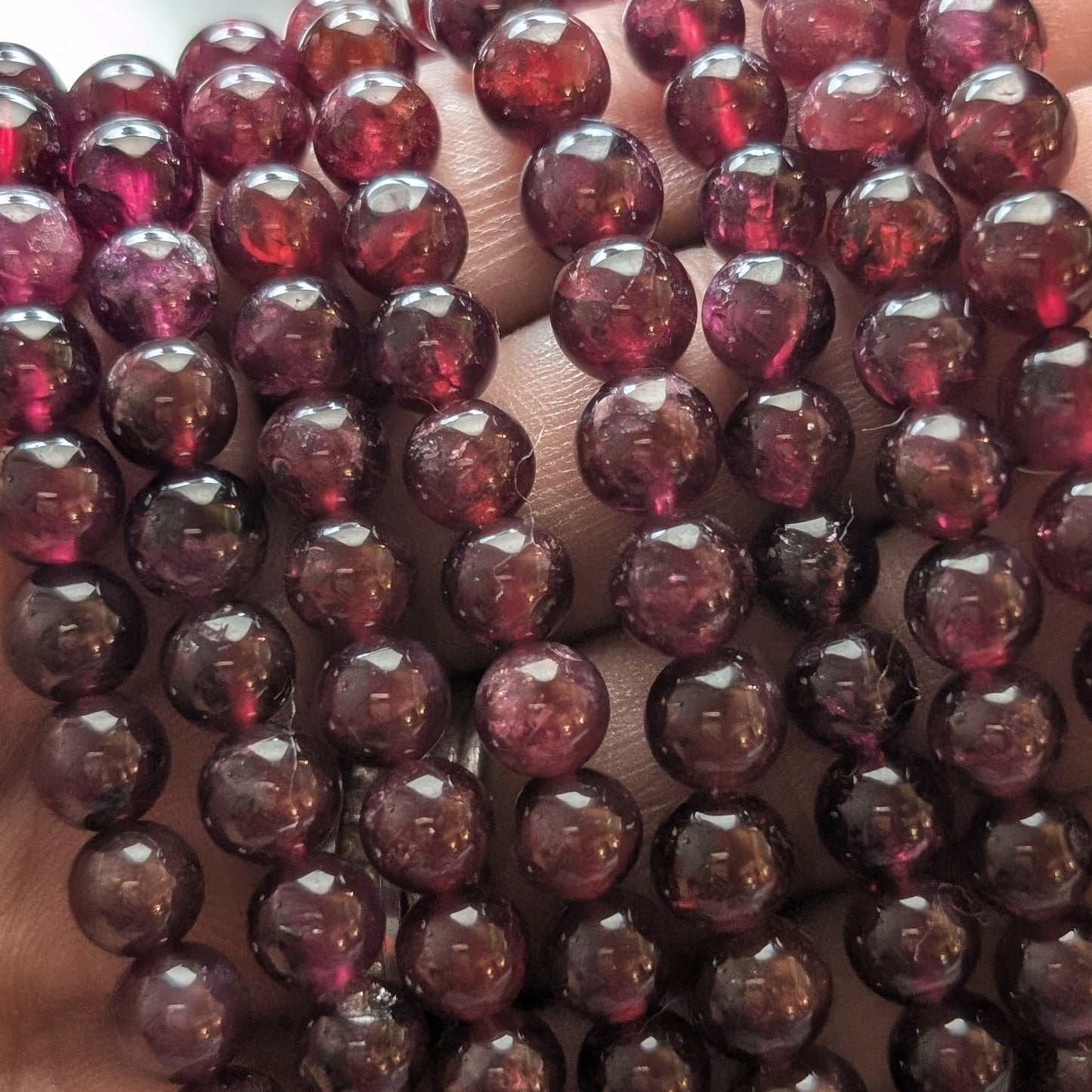 Garnet 6mm Beaded Bracelet