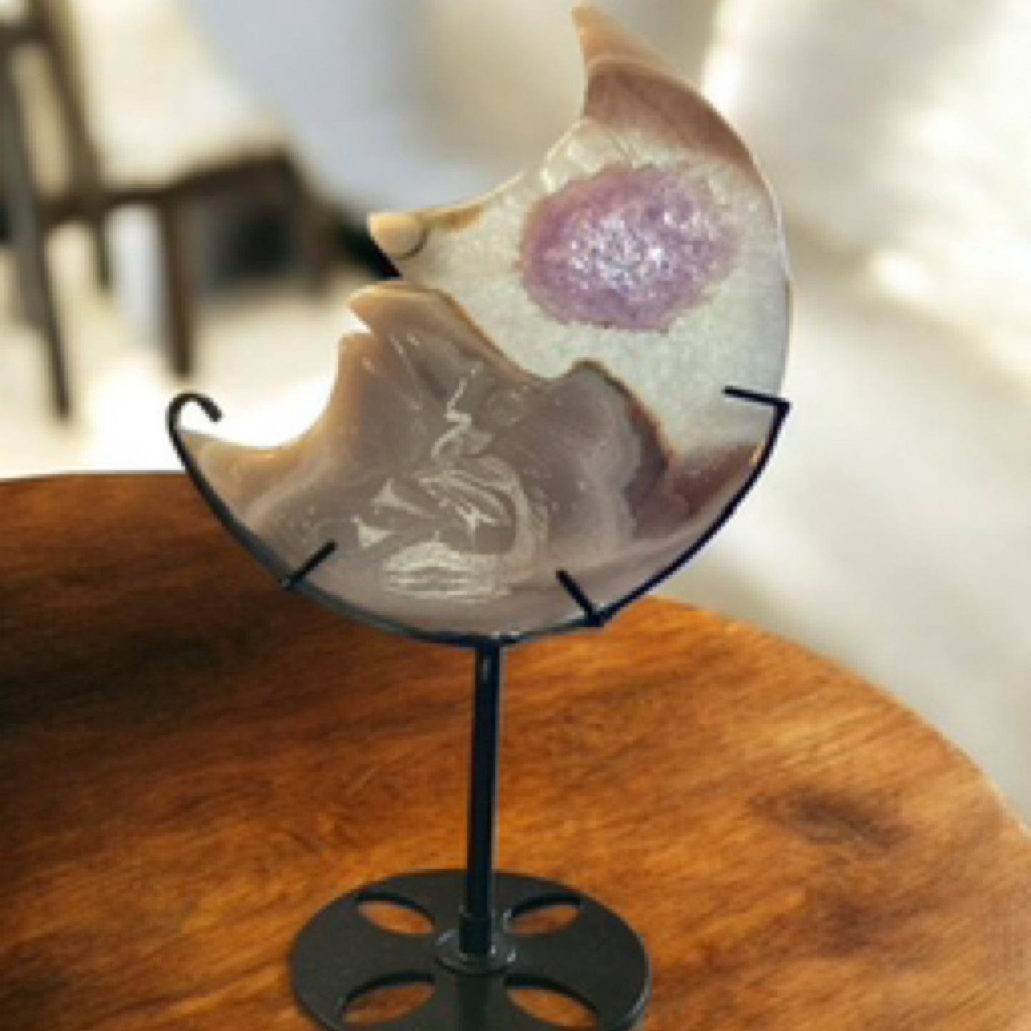 Amethyst and Agate Moon on Stand