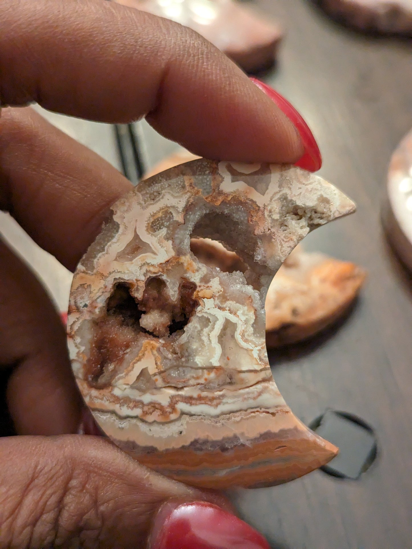 Indonesian Pink Lace Agate Moon