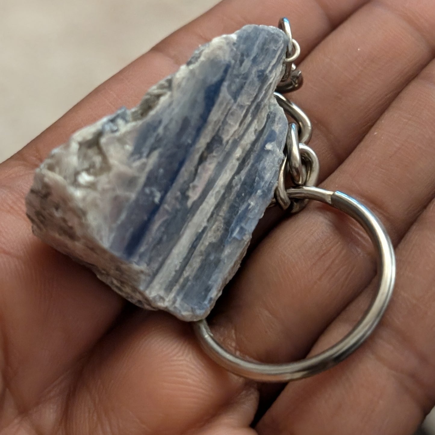 Raw Blue Kyanite Keychain