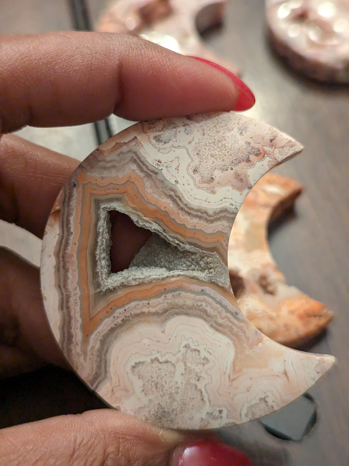 Indonesian Pink Lace Agate Moon
