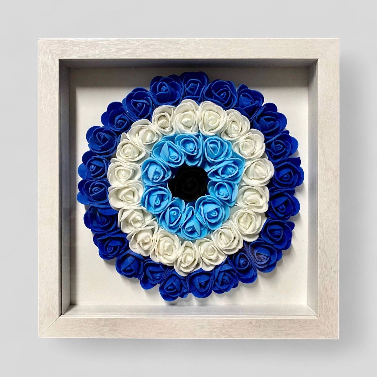 Handmade Evil Eye Nazar Boncuk MalDe Ojo Rose Flower Shadowbox