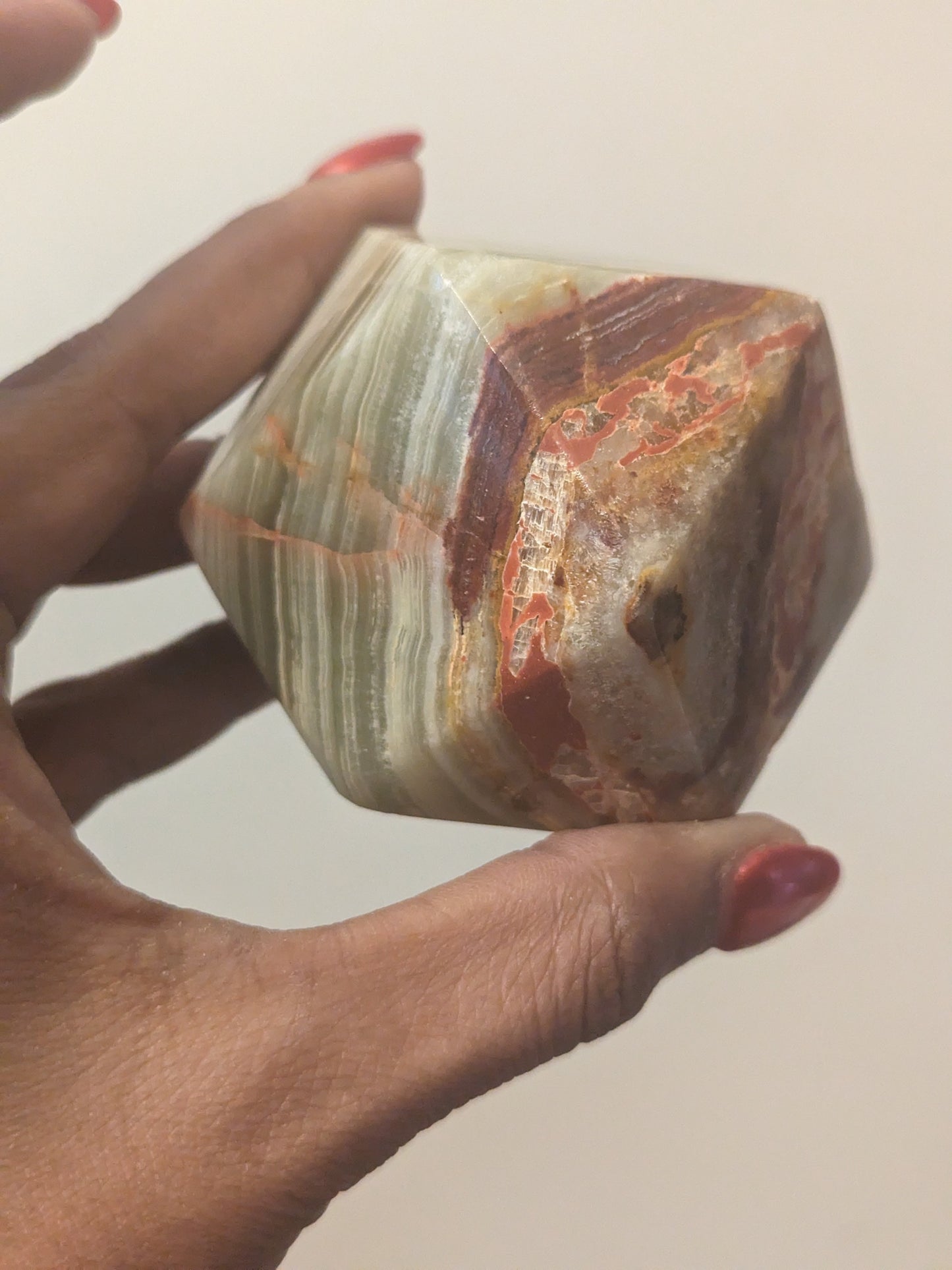 Banded Calcite "Green Onyx" Tetradecahedron