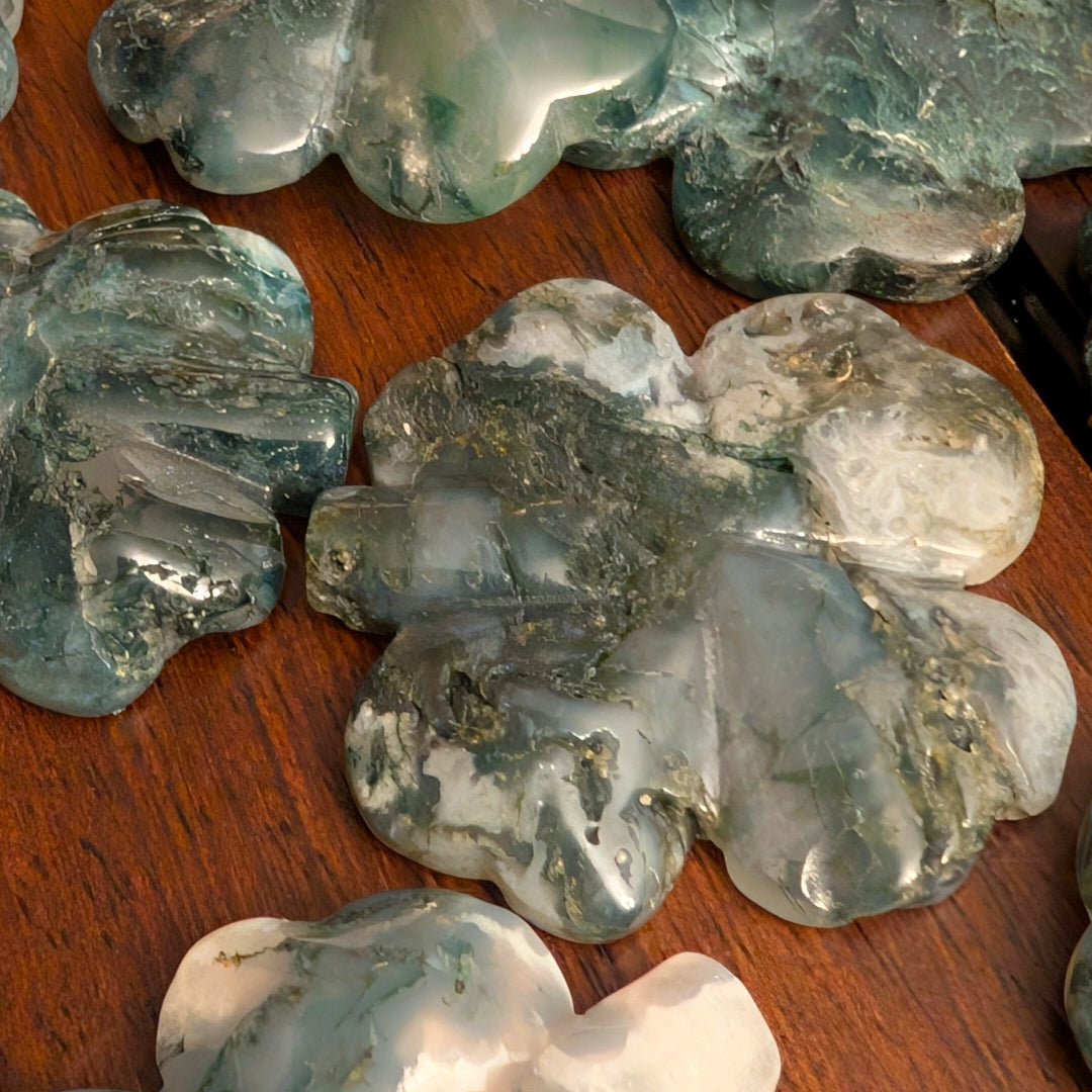 Moss Agate Four Leaf Clover
