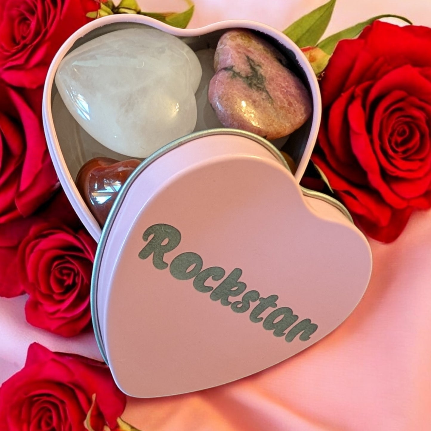 Mini Stone Filled Heart Tins
