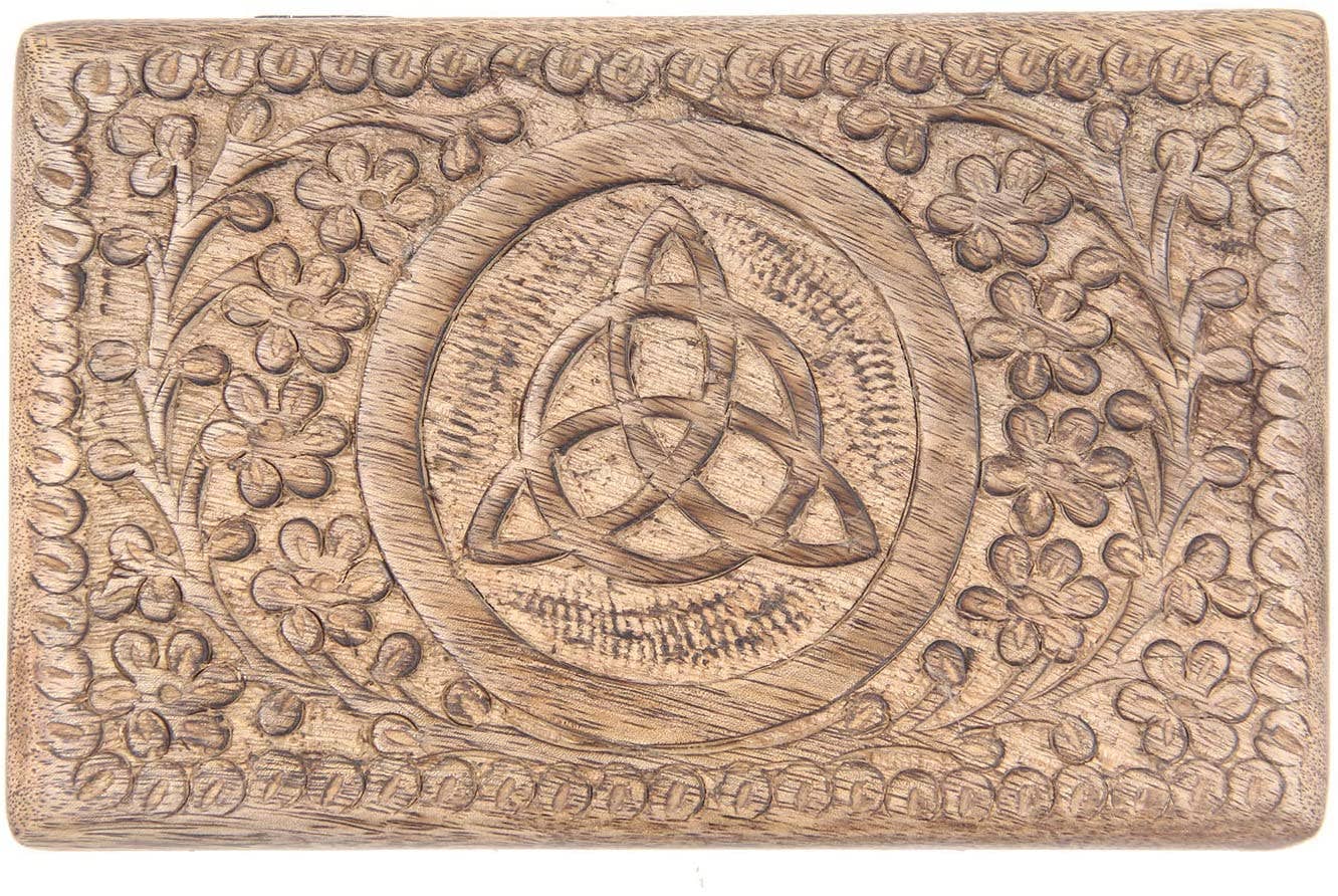 Hand Carved Triquetra Wooden Jewelry, Keepsake, Storage Box