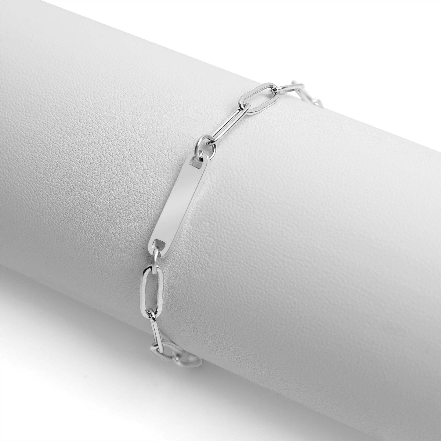 Engravable Paperclip Bar Bracelet
