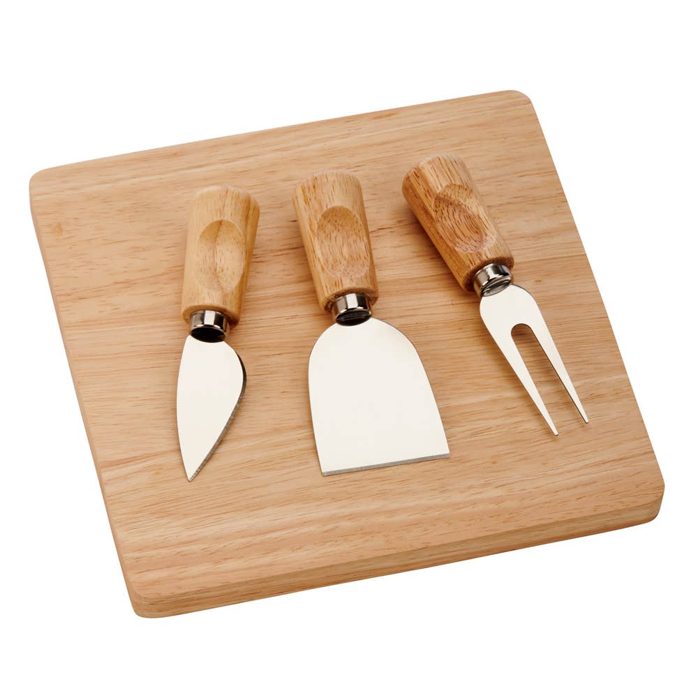 Rubberwood Cheese Board W/3 Tools
