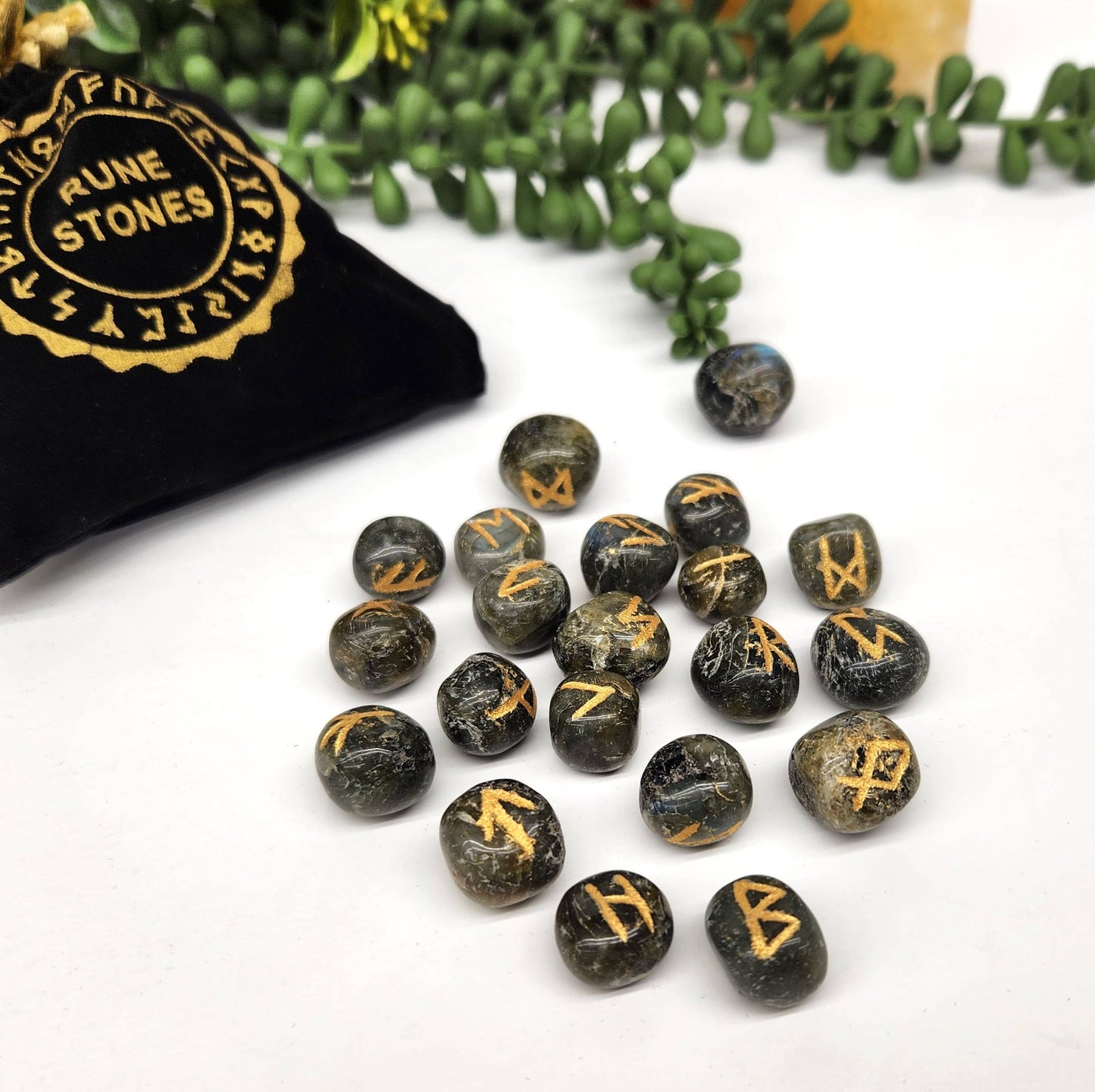 Labradorite Rune Sets with Velvet Pouch