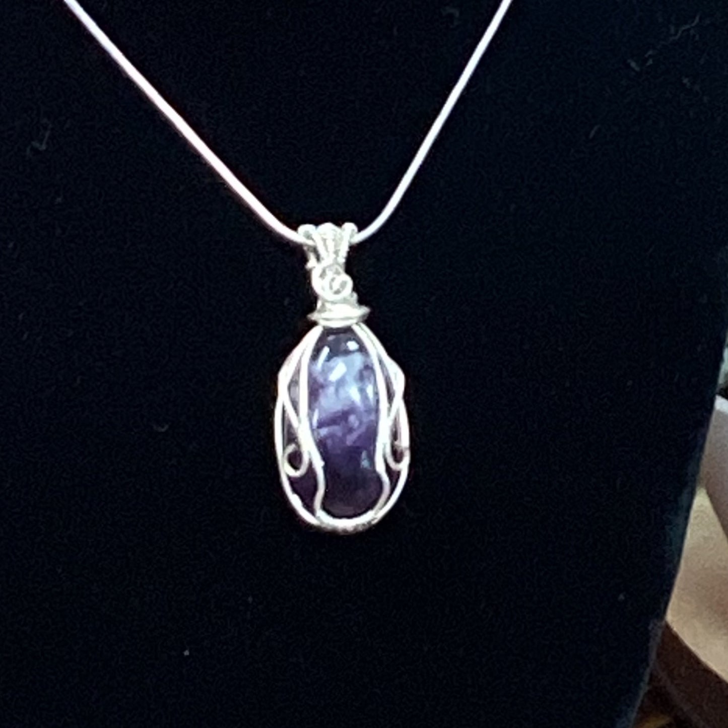 Silver Wrapped Dream Amethyst Necklace