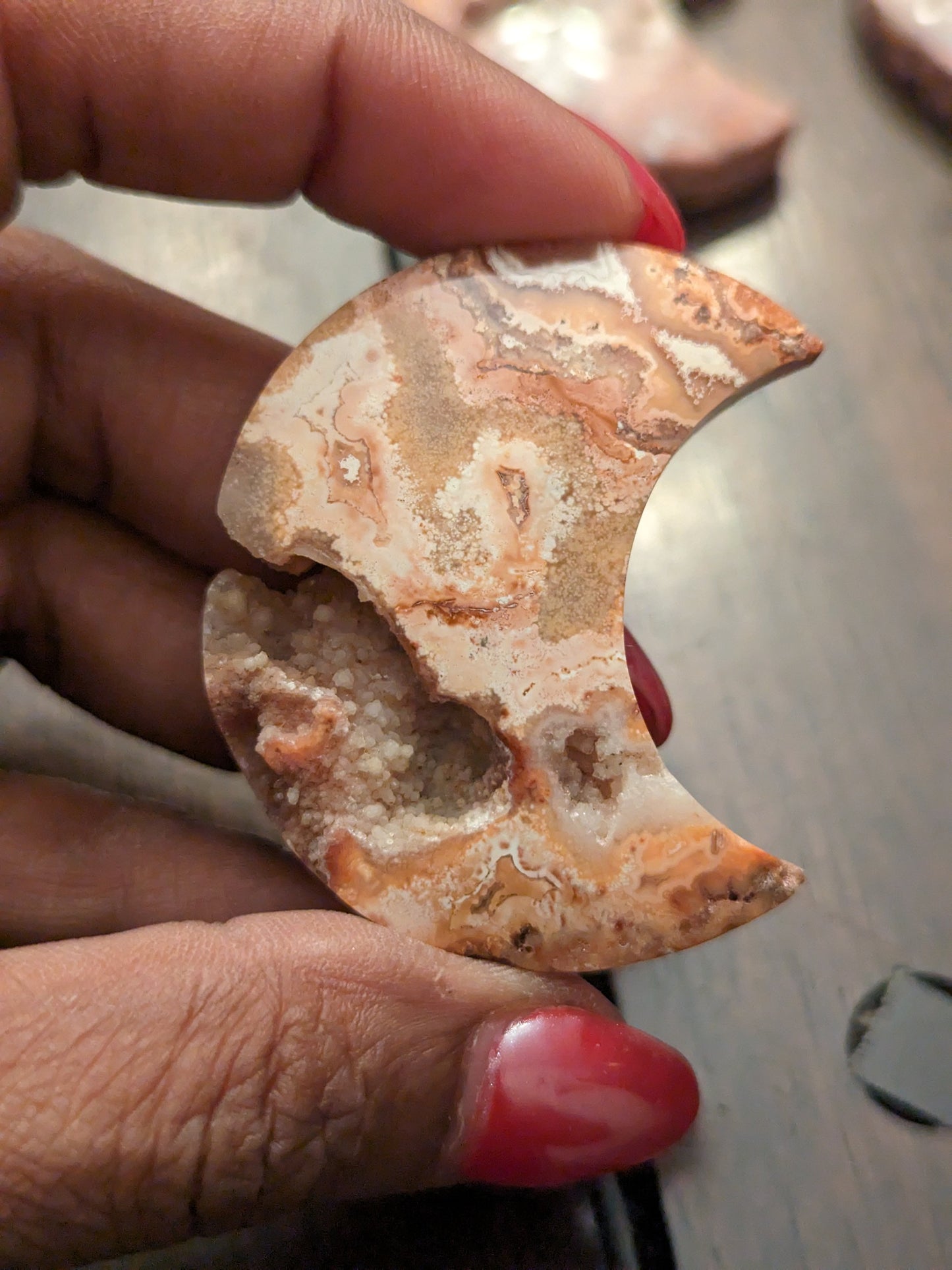 Indonesian Pink Lace Agate Moon