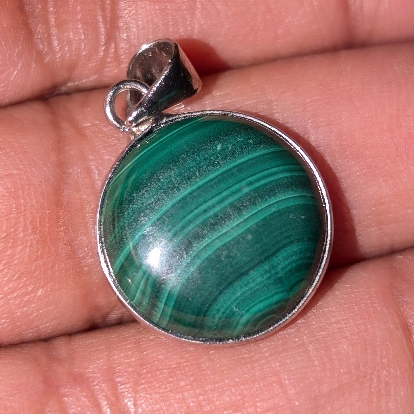 Small Round Malachite Pendant