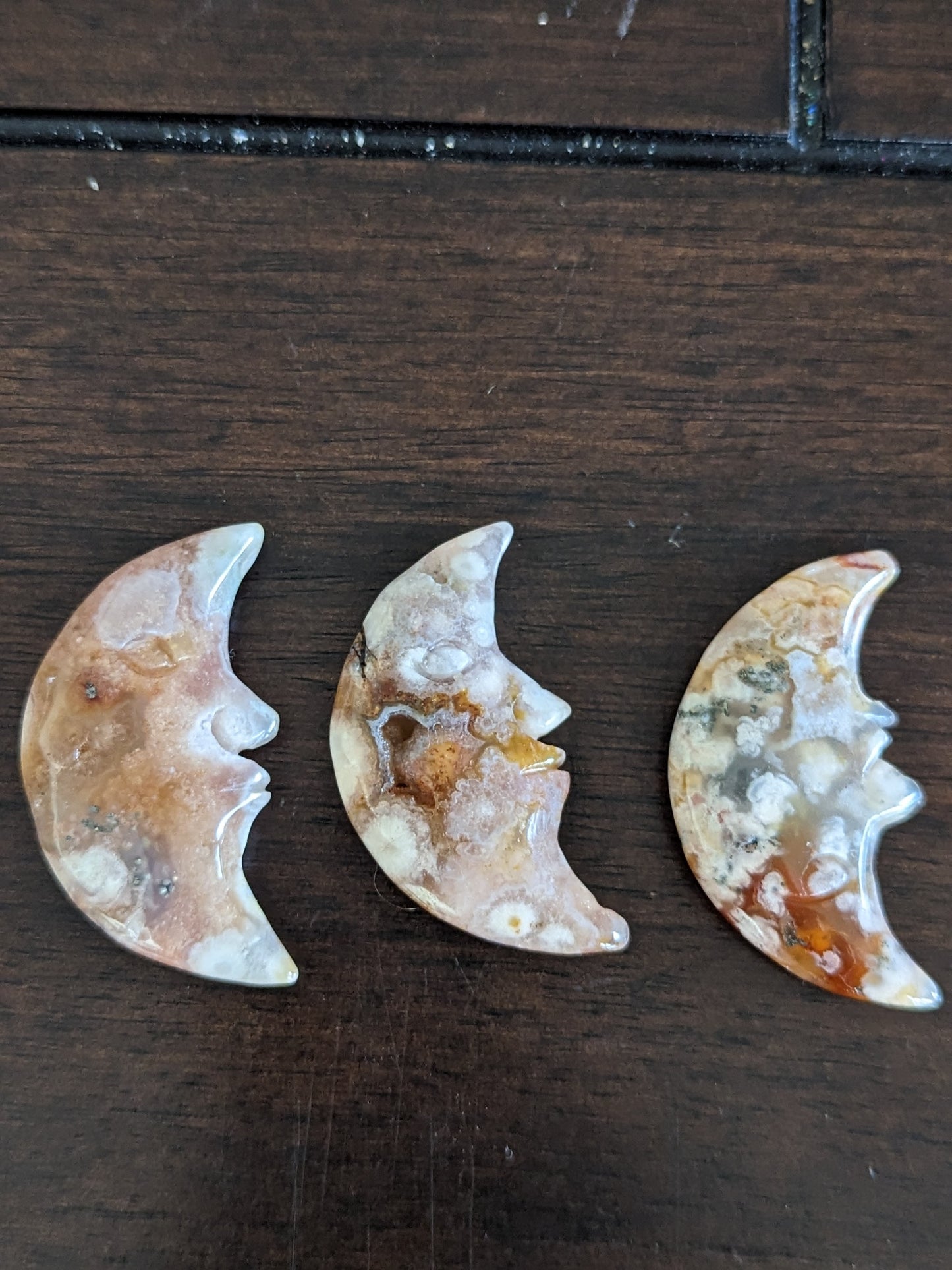 Flower Agate Moon - Small