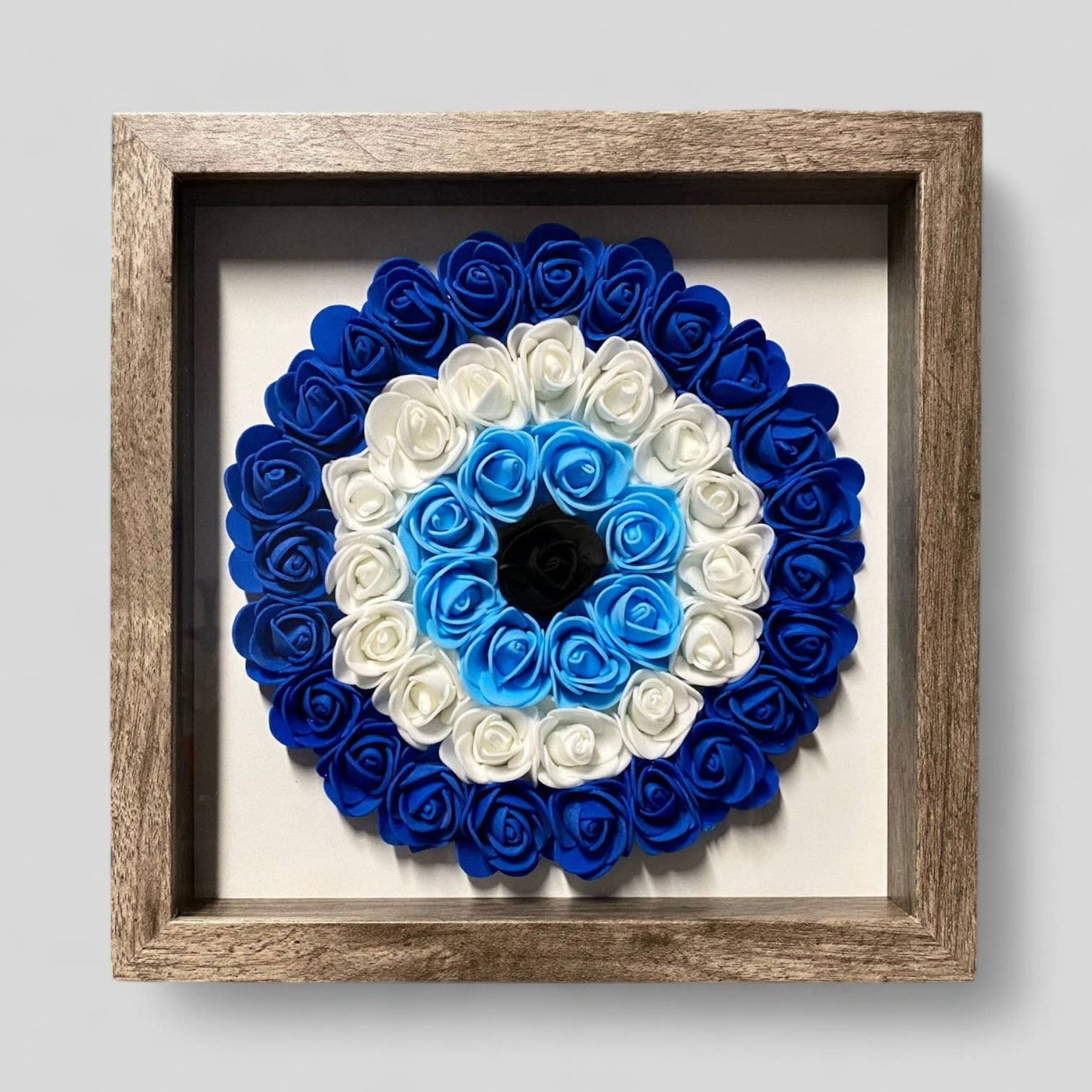Handmade Evil Eye Nazar Boncuk MalDe Ojo Rose Flower Shadowbox