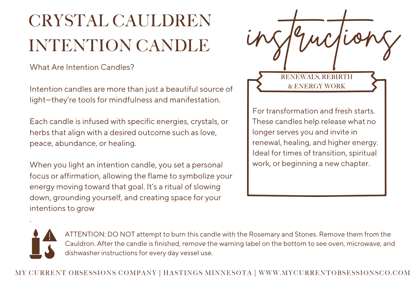 Renewals, Rebirth & Energy Work - Crystal Cauldron Intensions Candle