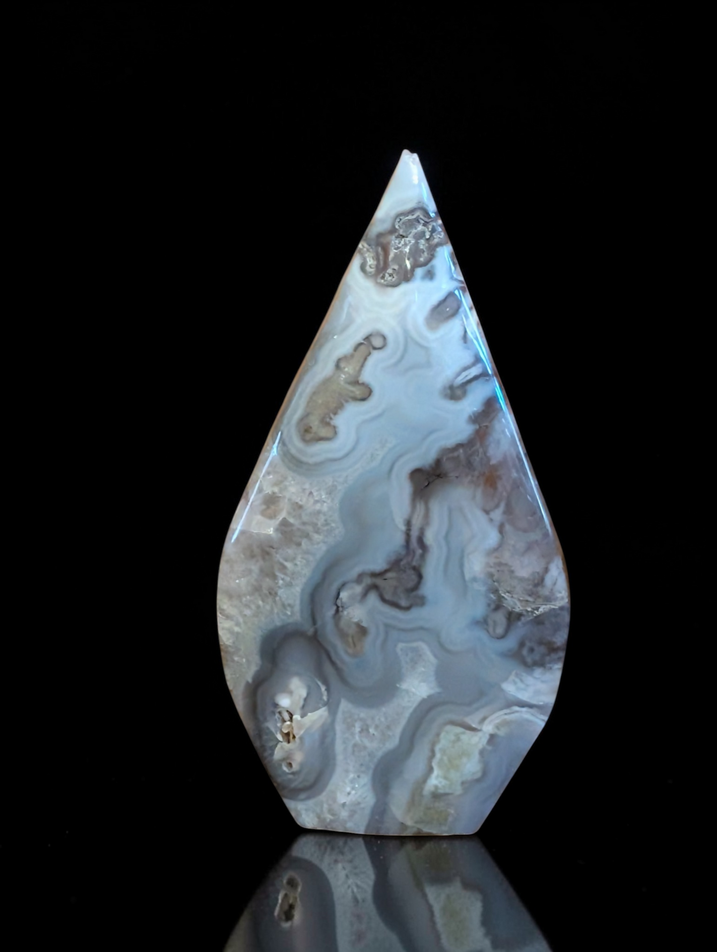 Banded Plume Agate with Druzy Quartz