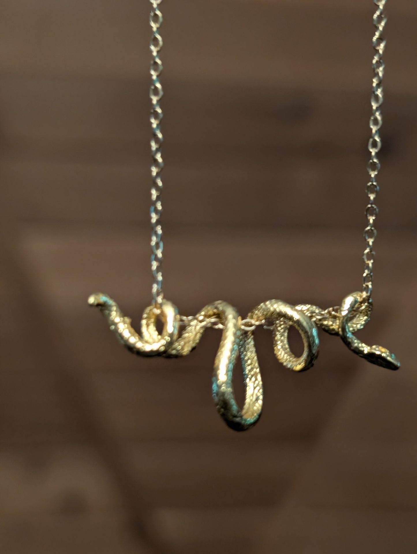 Gold Stainless Steel Snake Necklace