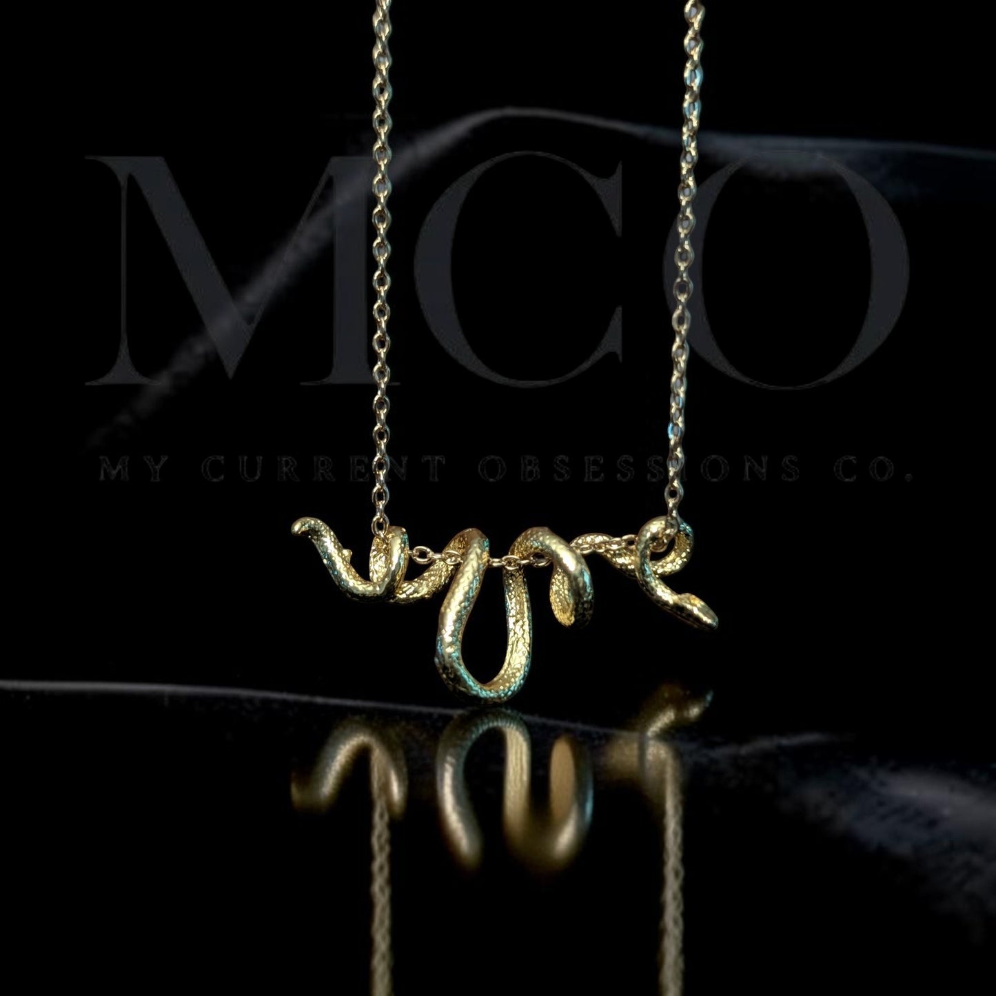 Gold Stainless Steel Snake Necklace