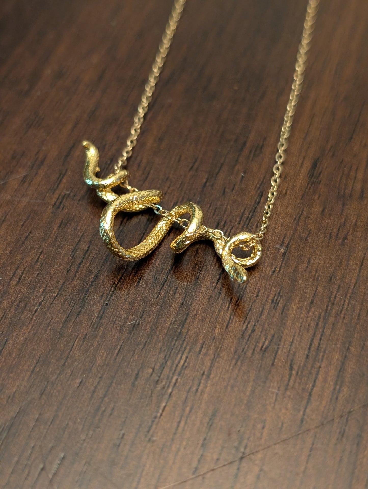 Gold Stainless Steel Snake Necklace
