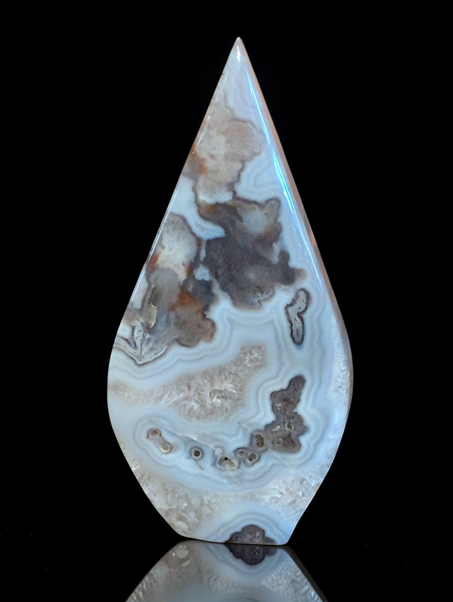 Banded Plume Agate with Druzy Quartz