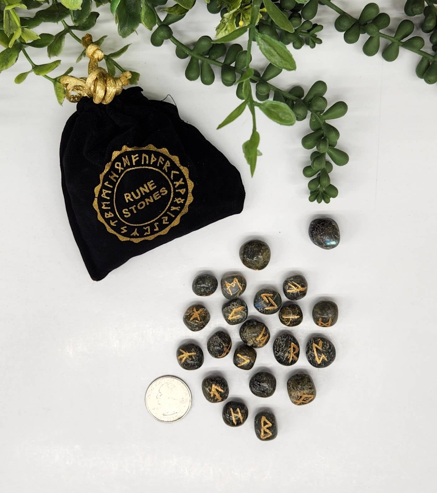 Labradorite Rune Sets with Velvet Pouch