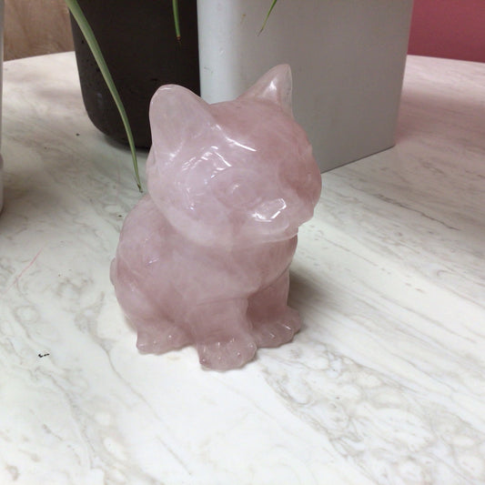 Large Rose Quartz Cat