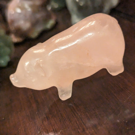 Rose Quartz Pig Carving