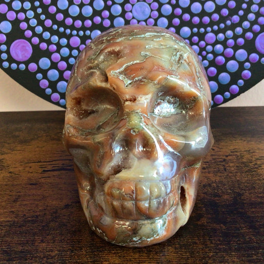Large Red Moss Agate Skull #1470627