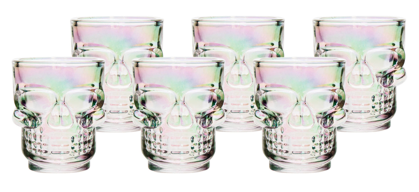 Six Luster Skull Shot Glasses - Set