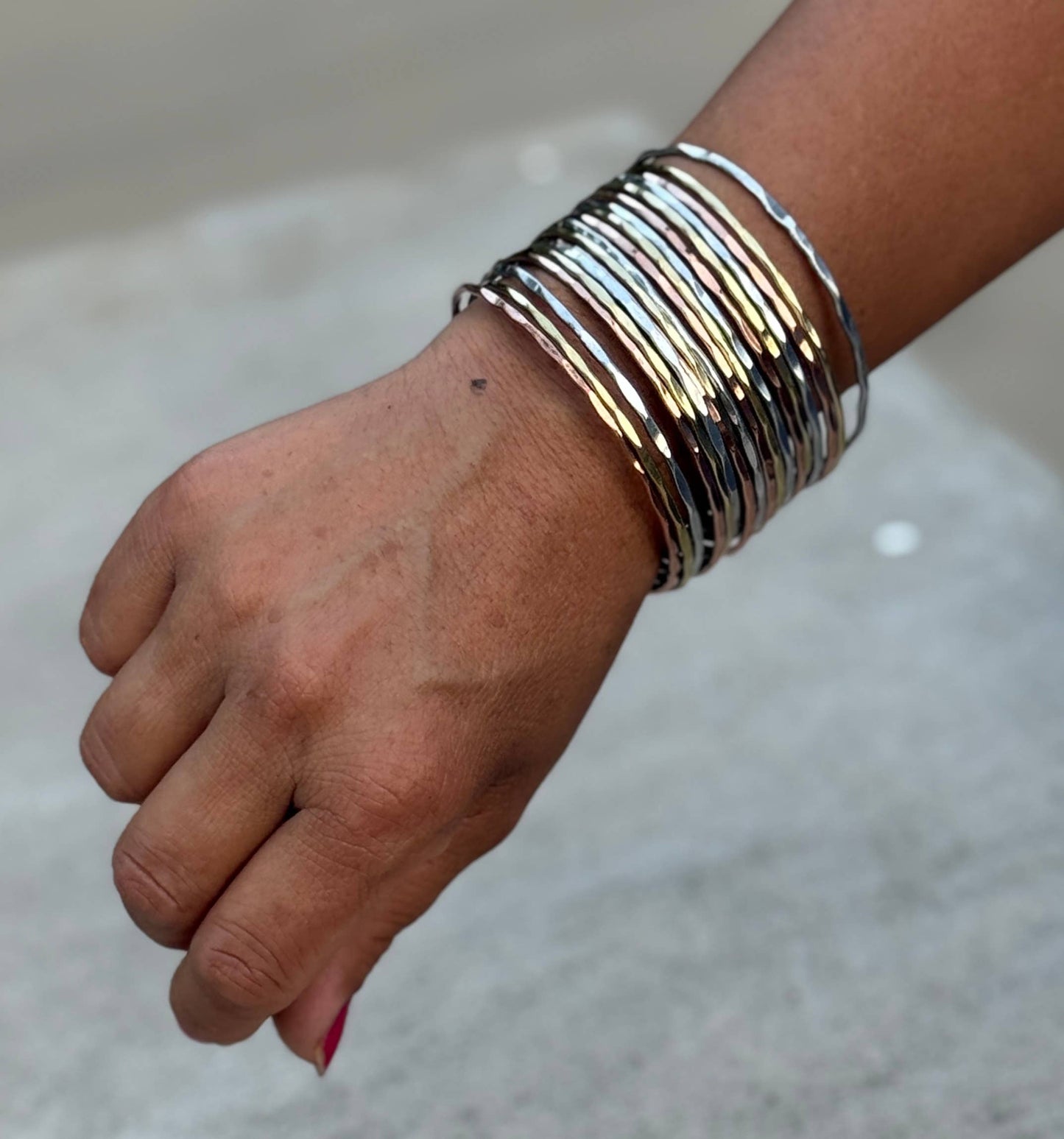 Mix Metals Hammered Cuff Bracelet