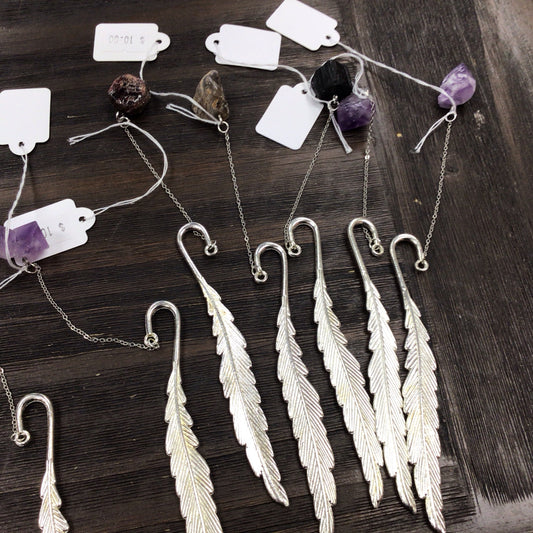 Silver Feather Bookmark With Stones