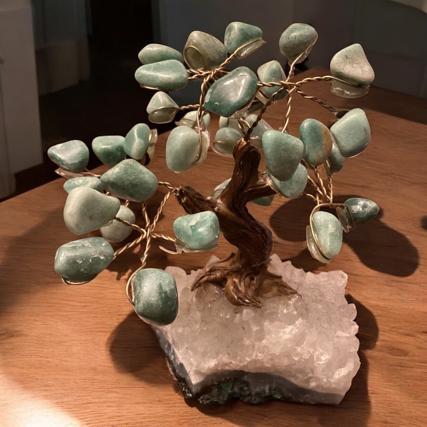 Green Aventurine Tree on Raw Quartz