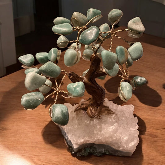 Green Aventurine Tree on Raw Quartz