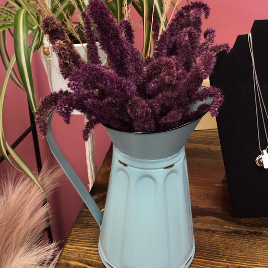 Dried Floral In Metal Pitcher