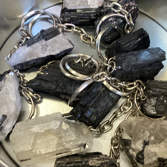 Raw Tourmaline Keychain