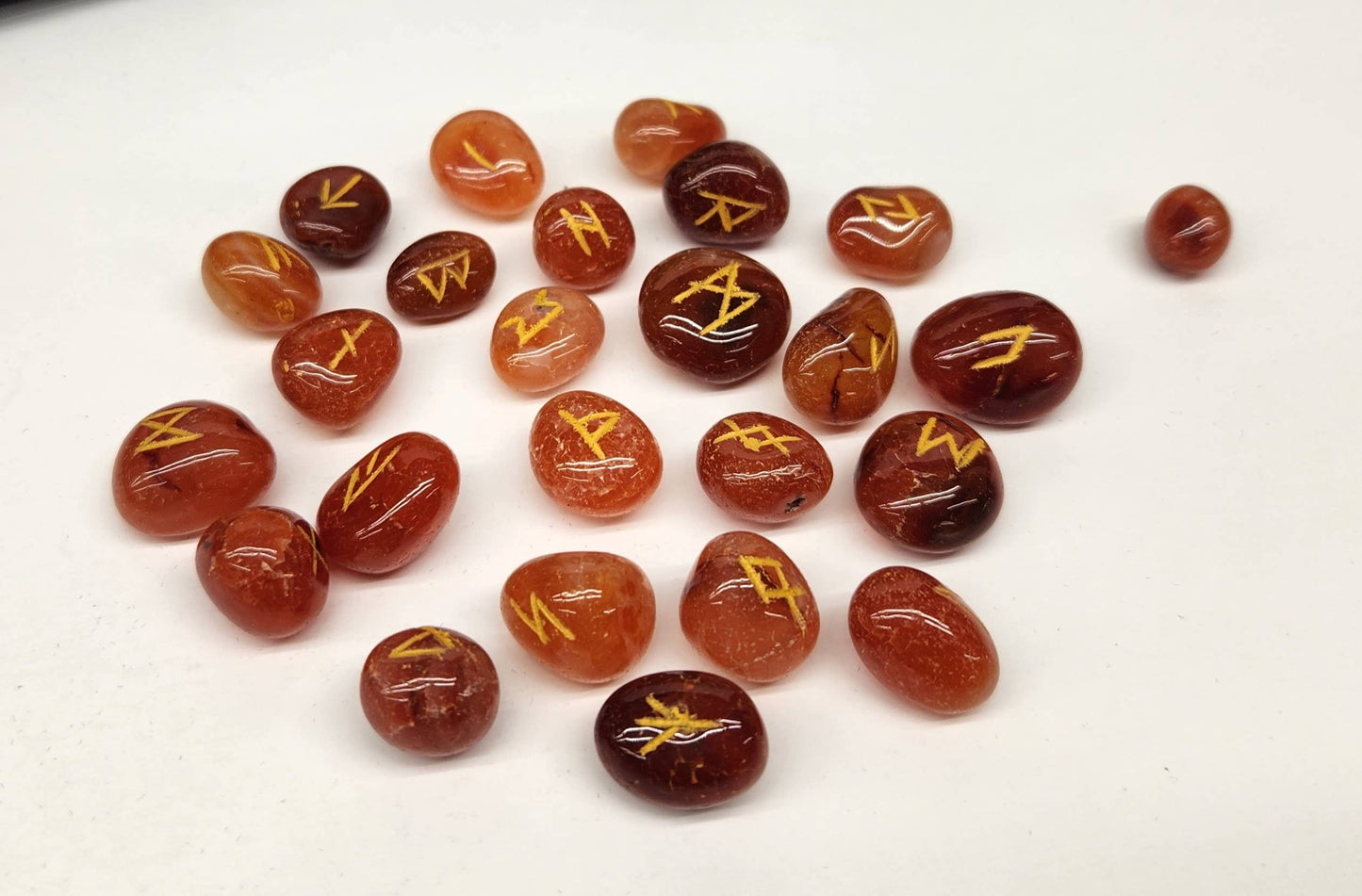 Carnelian Rune Sets with Velvet Pouch
