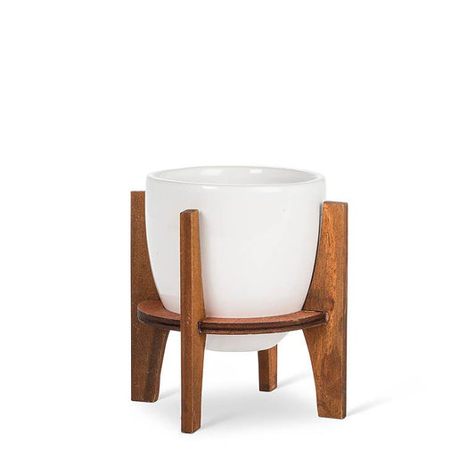 Small Pot w/Wooden Stand-4"H