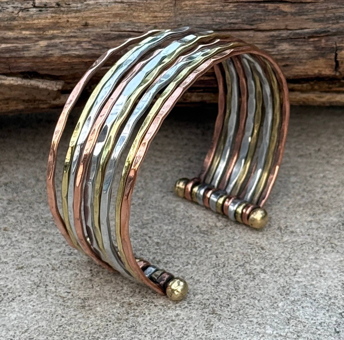 Mix Metals Hammered Cuff Bracelet