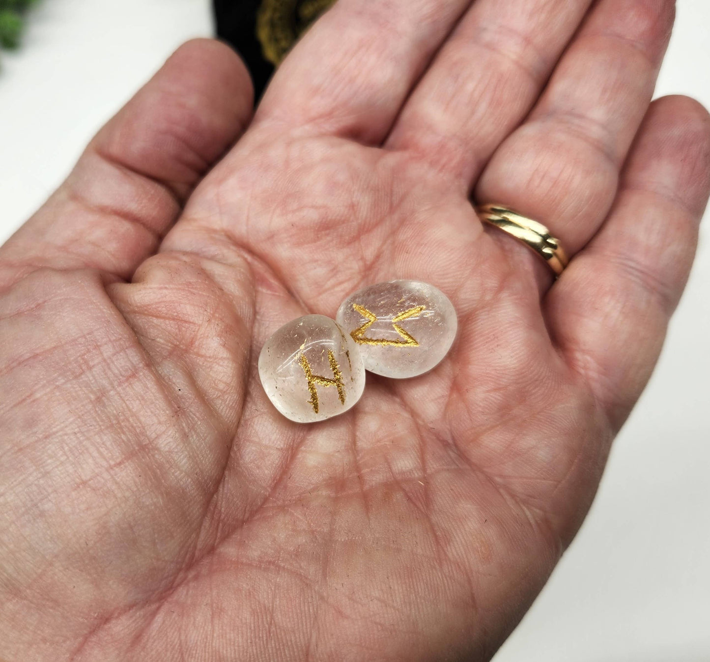 Clear Quartz Rune Sets with Velvet Pouch