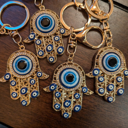 Gold Hamsa Evil Eye Keychain