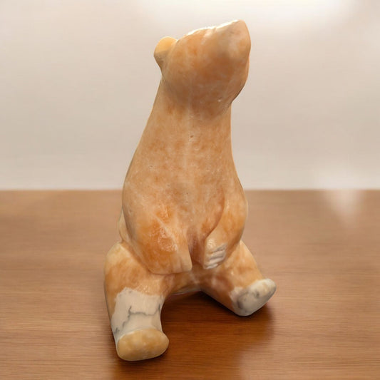 Large Zebra Calcite Sitting Bear