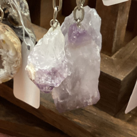 Raw Amethyst Keychain