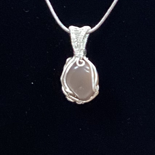 Silver Wrapped Moonstone Necklace