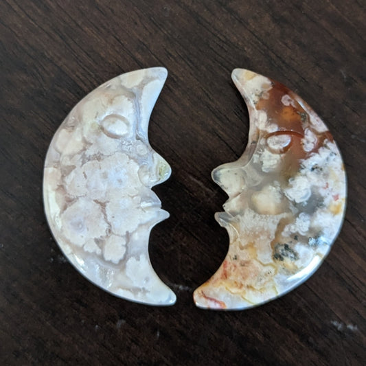 Flower Agate Moon - Small