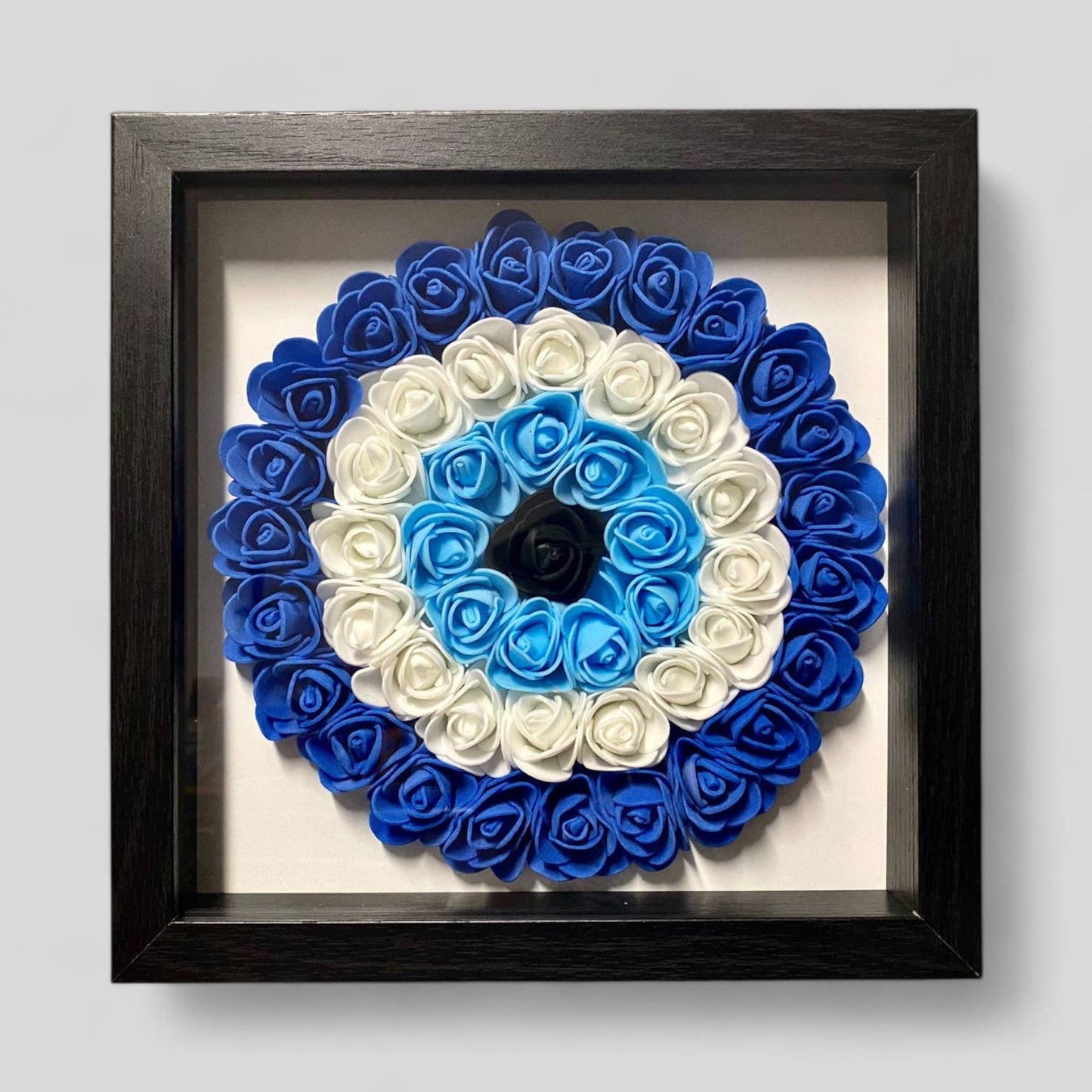 Handmade Evil Eye Nazar Boncuk MalDe Ojo Rose Flower Shadowbox
