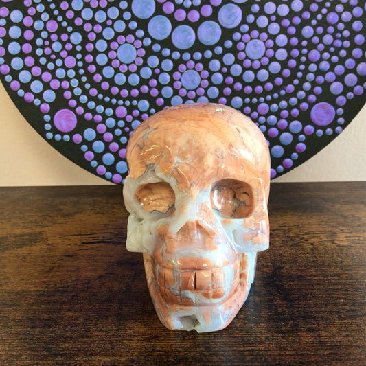 Cotton Candy Agate Skull