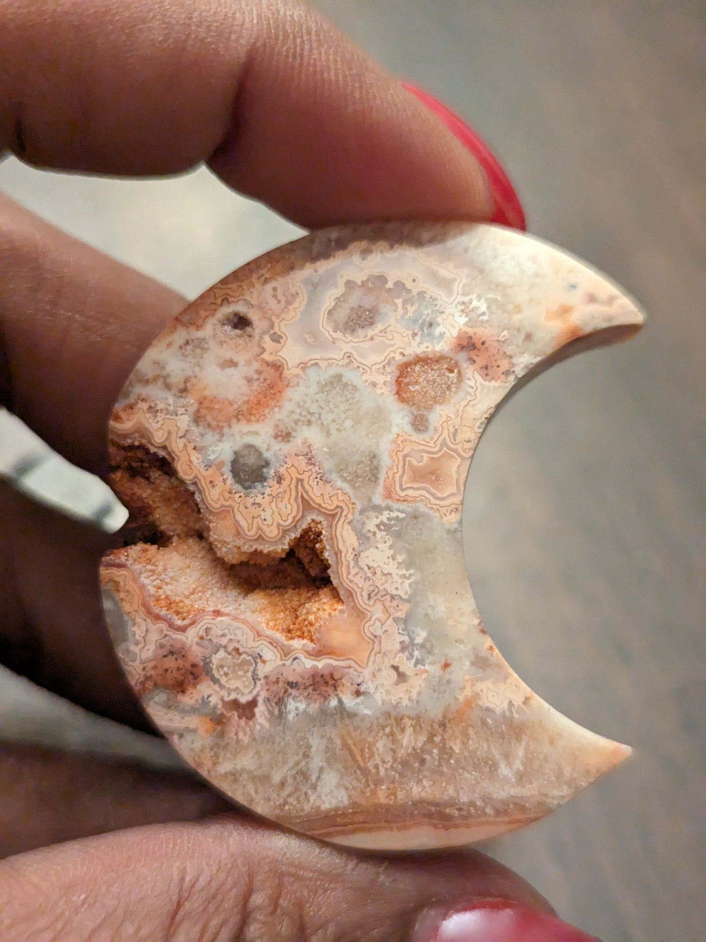 Indonesian Pink Lace Agate Moon