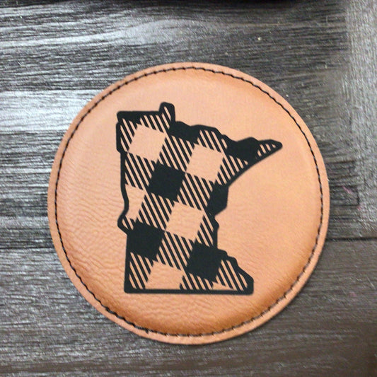 Plaid Minnesota Leatherette Coaster