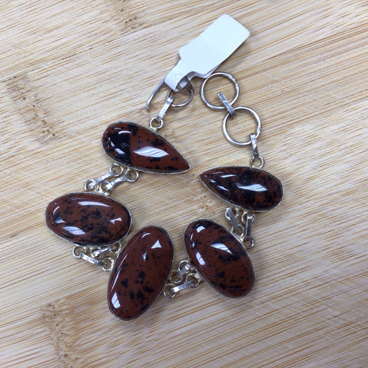 Mahogany Obsidian Metal Bracelet